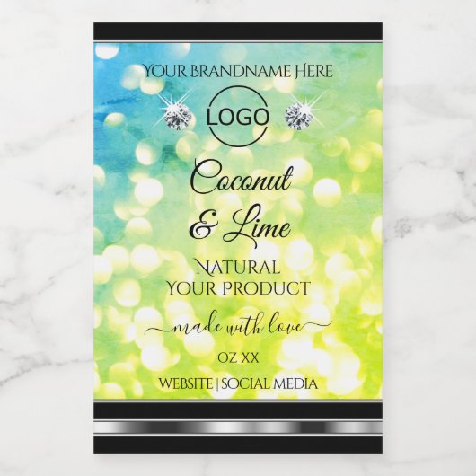 Blauwgroen groene Glitter Product Labels diamanten Voedselcontainer Etiket (Enkel label)