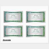 Blauwgroen groene Glitter Silver Product Packaging Rechthoekige Sticker (Vel)