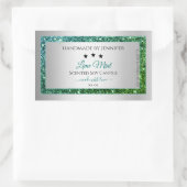 Blauwgroen groene Glitter Silver Product Packaging Rechthoekige Sticker (Tas)