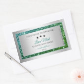 Blauwgroen groene Glitter Silver Product Packaging Rechthoekige Sticker (Envelop)