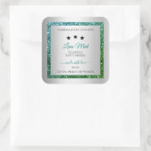 Blauwgroen groene Glitter Silver Product Packaging Vierkante Sticker (Tas)