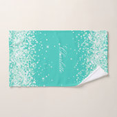 Blauwgroen groene glitter-stofnaambadhanddoekset bad handdoek (Handdoek)