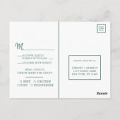 Blauwgroen Groene & Gouden Agaat Bruiloft Maaltijd Briefkaart (Achterkant)