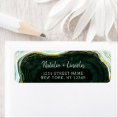 Blauwgroen Groene & Gouden Agaat Bruiloft Retourad Etiket (Insitu)