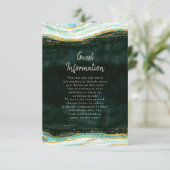 Blauwgroen Groene & Gouden Agaat Marmer Bruiloft I Informatiekaartje (Staand voorkant)