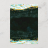 Blauwgroen Groene & Gouden Agaat Marmer Bruiloft I Informatiekaartje (Achterkant)