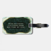 Blauwgroen groene & gouden agaat marmeren bruidego bagagelabel (Achterkant horizontaal)