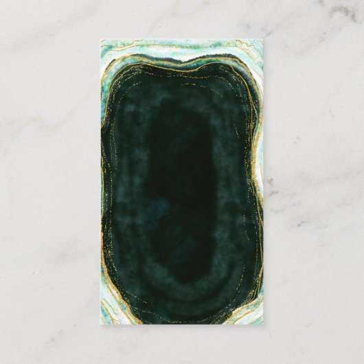 Blauwgroen Groene & Gouden Agaat Marmeren Bruiloft Informatiekaartje (Achterkant)
