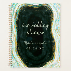 Blauwgroen Groene & Gouden Agaat Marmeren Geode Hu Planner