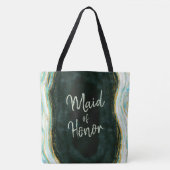 Blauwgroen Groene & Gouden Agaat Marmeren Geode Ma Tote Bag (Voorkant)