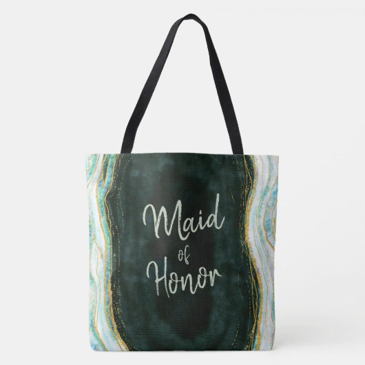 Blauwgroen Groene & Gouden Agaat Marmeren Geode Ma Tote Bag (Voorkant)