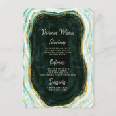Blauwgroen Groene & Gouden Agaat Marmeren Geode Ro Menu (Voorkant)