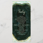 Blauwgroen Groene & Gouden Agaat Marmeren huwelijk Programmakaart (Achterkant)