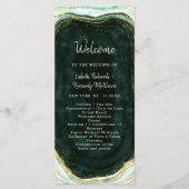 Blauwgroen Groene & Gouden Agaat Marmeren huwelijk Programmakaart (Voorkant)