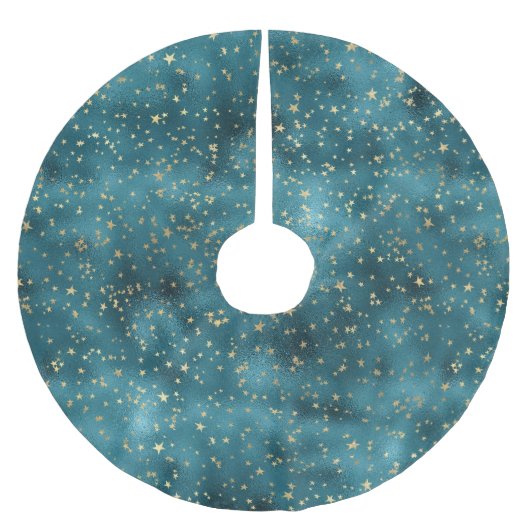 Blauwgroen groene gouden sterren kerstboom rok (Voorkant)