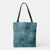 Blauwgroen groene gouden sterren tote bag (Achterkant)