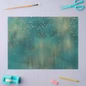 Blauwgroen groene gouden Stippen Tissuepapier (Craft)