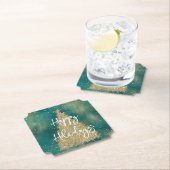 Blauwgroen groene goudglitter - kerstboom kartonnen onderzetters (Insitu)