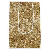 Blauwgroen groene goudglitter - kerstboom medium cadeauzakje (Achterkant)