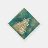 Blauwgroen groene goudglitter - kerstboom servet (Hoek)