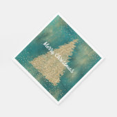 Blauwgroen groene goudglitter - kerstboom servet (Hoek)