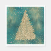 Blauwgroen groene goudglitter - kerstboom servet (Voorkant)
