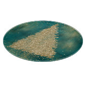 Blauwgroen groene goudglitter - kerstboom snijplank (Hoek)