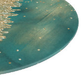 Blauwgroen groene goudglitter - kerstboom snijplank (Hoek)