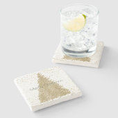 Blauwgroen groene goudglitter - kerstboom     stenen onderzetter (Zijkant)