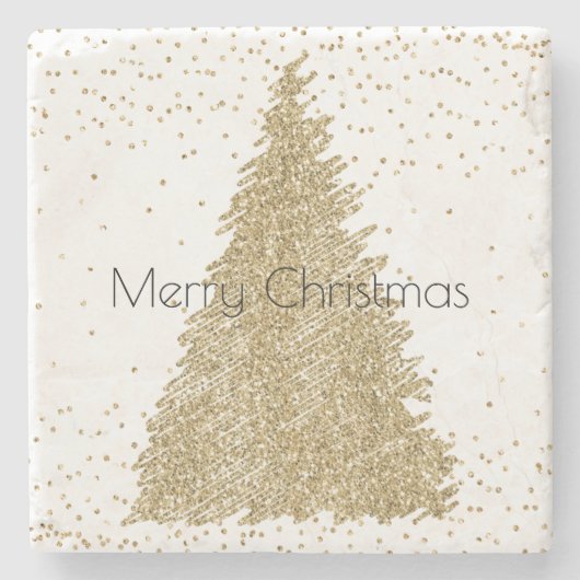 Blauwgroen groene goudglitter - kerstboom     stenen onderzetter (Voorkant)