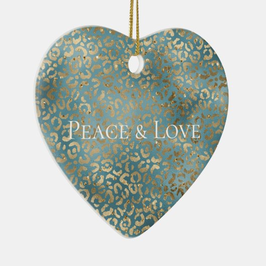 Blauwgroen groene goudluipaard afdrukken keramisch ornament (Rechts)