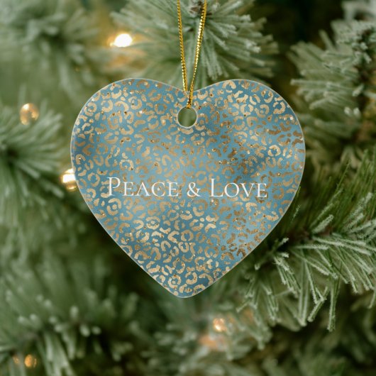 Blauwgroen groene goudluipaard afdrukken keramisch ornament (Boom)