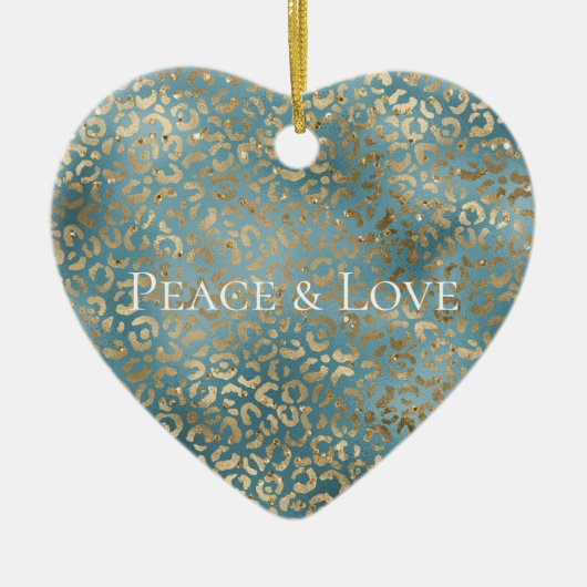 Blauwgroen groene goudluipaard afdrukken keramisch ornament (Voorkant)