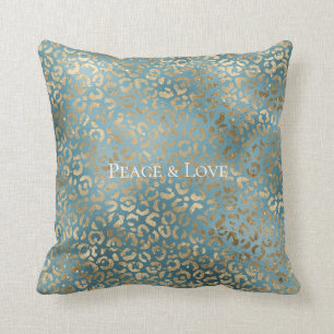 Blauwgroen groene goudluipaard afdrukken    kussen