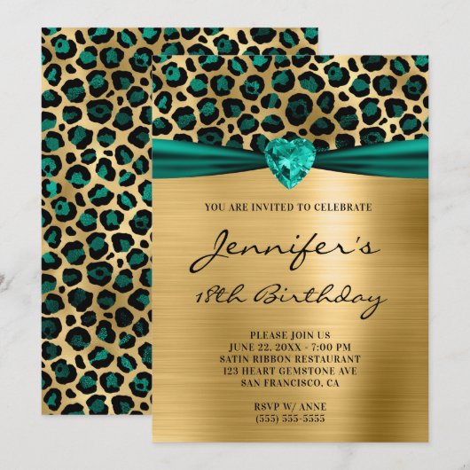 Blauwgroen groene goudluipaard Folie Hartstikke 18 Kaart (Voorkant / Achterkant)