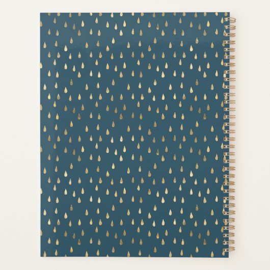 Blauwgroen groene goudregendruppel Modern Trendy M Planner (Achterkant)