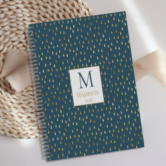 Blauwgroen groene goudregendruppel Modern Trendy M Planner