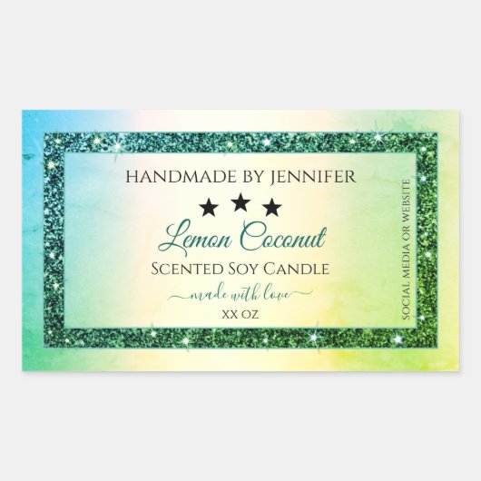 Blauwgroen groene gradiënt glitter Sparkle Product Rechthoekige Sticker (Voorkant)