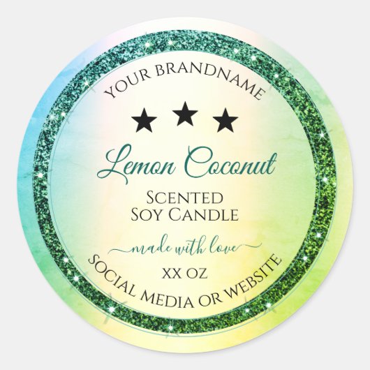 Blauwgroen groene gradiënt glitter Sparkle Product Ronde Sticker (Voorkant)