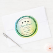 Blauwgroen groene gradiënt glitter Sparkle Product Ronde Sticker (Envelop)
