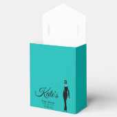 Blauwgroen groene gunsttassen bedankdoosjes (Geopend)