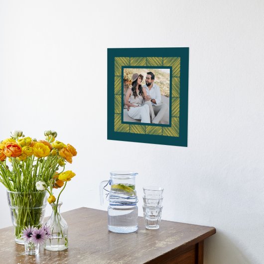 Blauwgroen Groene HaringBone Custom Foto Folie Art Folie Afdrukken (Laag (Keuken))