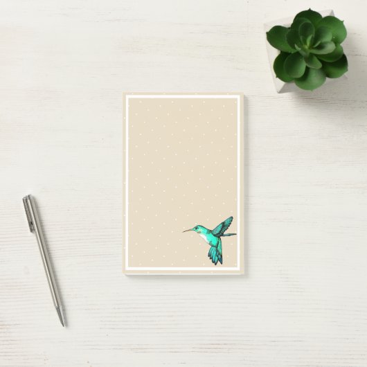 Blauwgroen Groene Hummingbird & Witte Stippen Post-it® Notes (Kantoor)