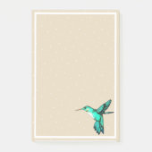 Blauwgroen Groene Hummingbird & Witte Stippen Post-it® Notes (Voorkant)