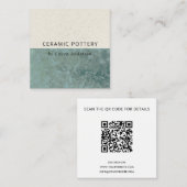 Blauwgroen groene keramische geglaasde geglazuurde vierkante visitekaartje (Voorkant / Achterkant)