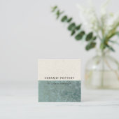 Blauwgroen groene keramische geglaasde geglazuurde vierkante visitekaartje (Staand voorkant)