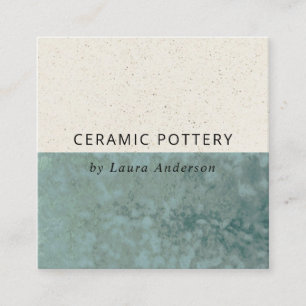 BLAUWGROEN GROENE KERAMISCHE POTTERY GLAZED GESPEC VIERKANTE VISITEKAARTJE
