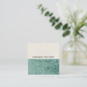 BLAUWGROEN GROENE KERAMISCHE POTTERY GLAZED SPECKL VIERKANTE VISITEKAARTJE (Staand voorkant)
