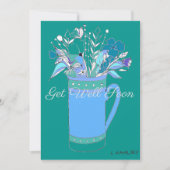 Blauwgroen groene kleurrijke krijgen goed bloemen  feestdagenkaart (Voorkant)