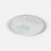 Blauwgroen groene koraal oranje stippen Custom Pap Papieren Bordje (Gekanteld)